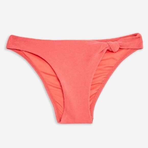 TOPSHOP Coral Velour Knot Bikini Bottoms - Picture 1 of 8